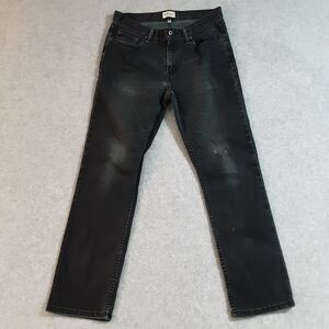 Rugged Mile Black Denim Jeans Straight Leg Size 32 Faded Wash Darkcore Mid Rise